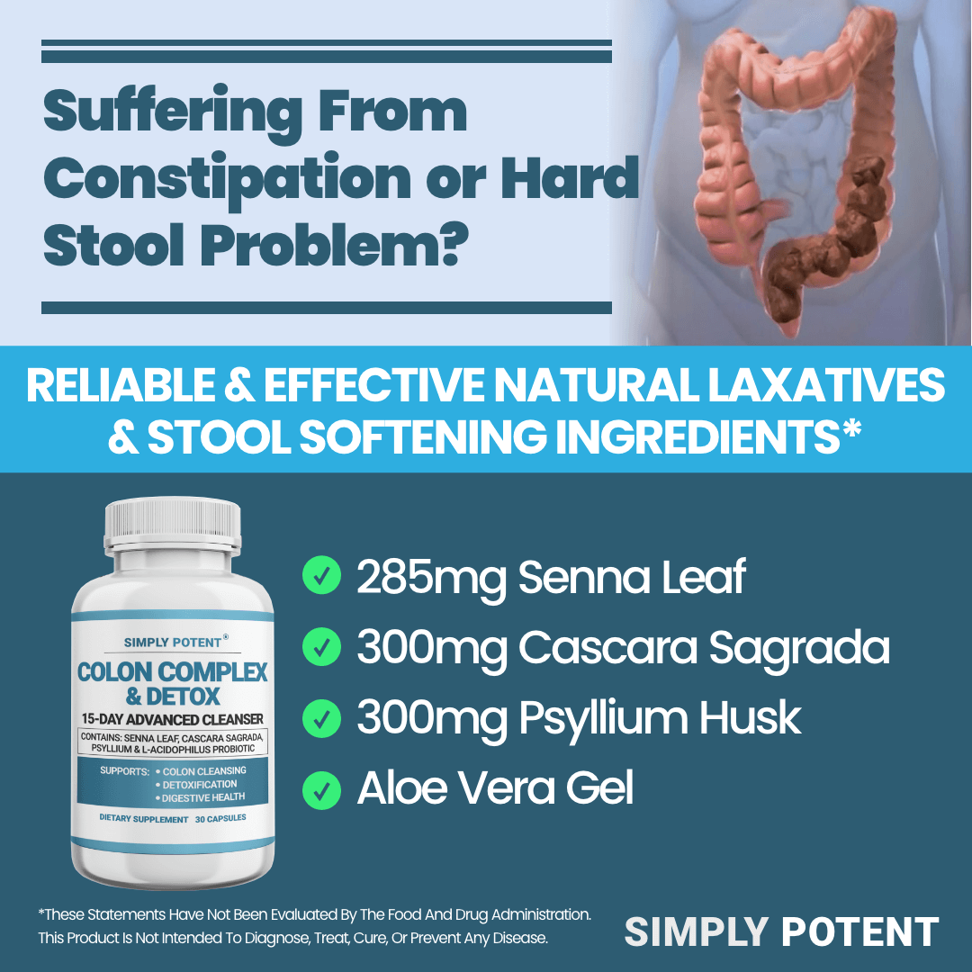 Simply potent colon cleanse detox capsules - reliable and effective for constipation, hard stool problem