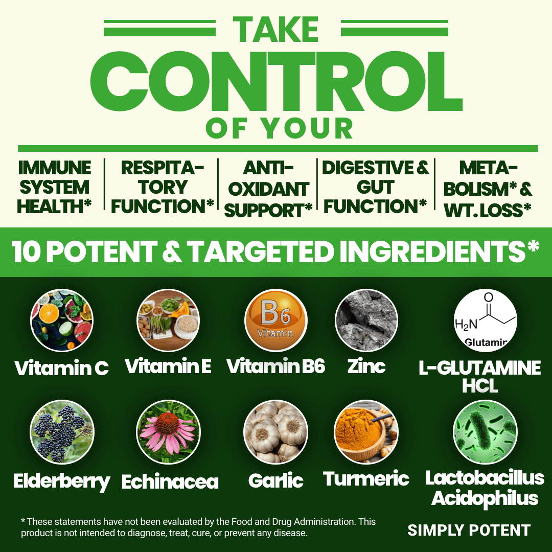 Simply potent immune supplement provides support for immune defense, digestive health, cold-flu symptom aid
